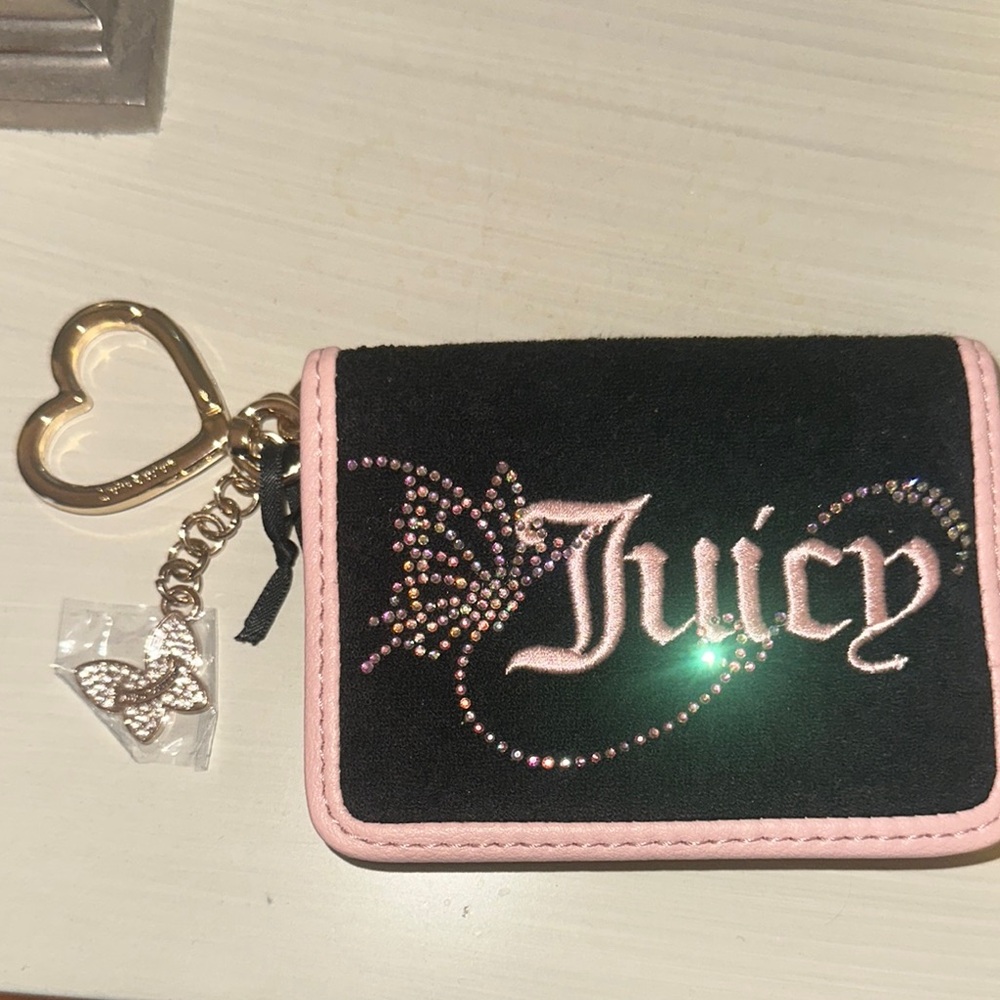 Juicy Couture Black and Pink Wallet wingin it butterfly card holder
